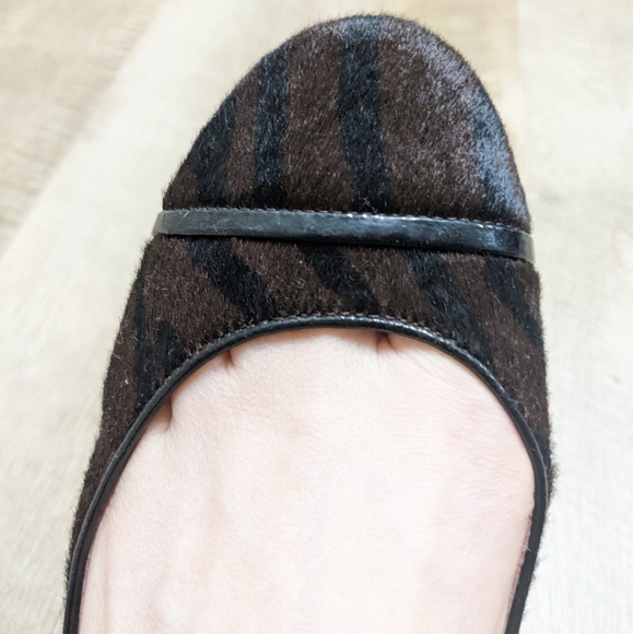 Coach Poppy Calf Fur Ballet Flats Brown and black Zebra Print - Picture 5 of 11